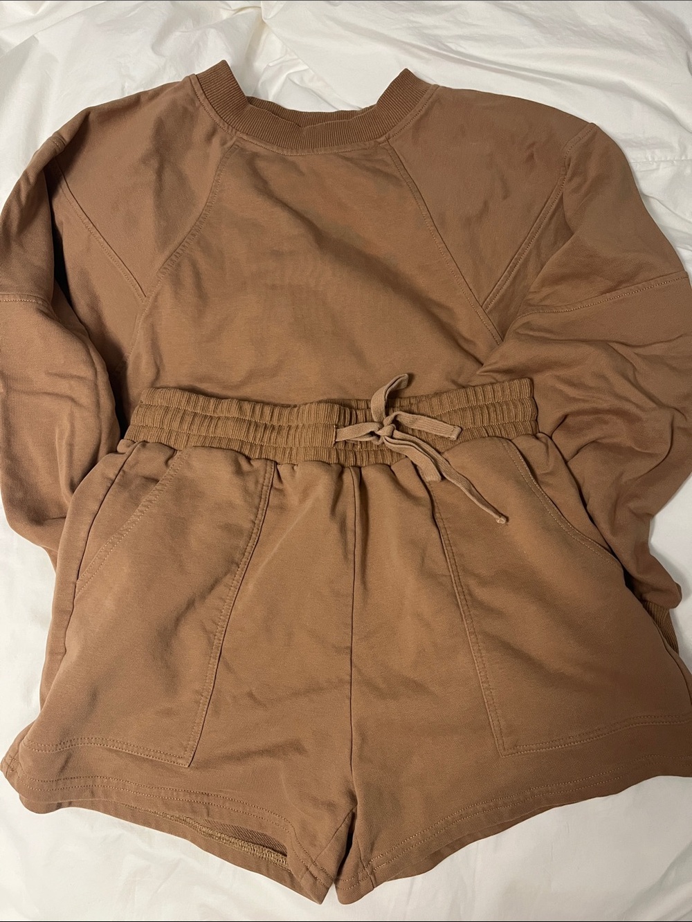 MEROKEETY Women's Crewneck Sweater in Camel